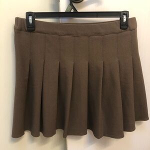 Brown Pleated A-Line Women's Mini Skirt Size 2XL stretchy